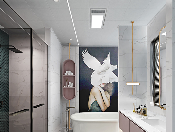 集成吊頂300系列（加盟商專(zhuān)供）魚(yú)肚白-簡(jiǎn)凸套框效果圖