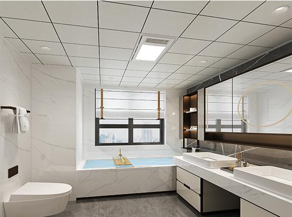 集成吊頂300系列（新渠道專(zhuān)供）云石灰-簡(jiǎn)凸套框（300×300×17mm）效果圖